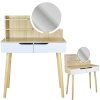 Kozmetický toaletný stolík so zrkadlom - SCANDI biely / buk