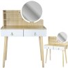 Kozmetický toaletný stolík so zrkadlom - SCANDI biely / buk