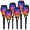6x lampa ogrodowa solarna rgb led latarnia pochodnia wbijana plomien rgb big