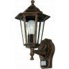 kinkiet ogrodowy lampa elewacyjna z czujnikiem ruchu latarnia patyna kolor brazowy inny kolor big