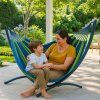eng pl Garden Hammock with Frame for Two People Green and Blue 200x120 26573 5