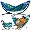 eng pl Garden Hammock with Frame for Two People Green and Blue 200x120 26573 1
