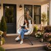 eng pl LEAN Hanging Rocking Chair Garden Cocoon Cushions Swing Brown Frame 30644 8