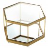 DECOREUM Zlatý sklenený konferenčný stolík s prídavným zrkadlovým vrchom