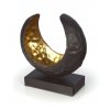 DECOREUM Kovová dekorácia v tvare polmesiaca na drevenom podstavci v zlato čiernej farbe 25x25 cm
