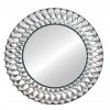Čierne okrúhle zrkadlo v ozdobnom ráme s kryštálmi v tvare slzy 80 cm Marseille