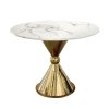 Stôl s bielou mramorovou okrúhlou doskou a zlatou nohou v tvare presýpacích hodín Clessidra 75/100/100 cm