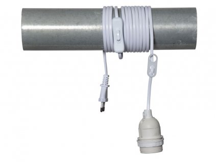 kabel s objimkou e27 a vypinacom biely