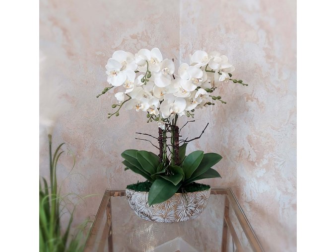 Umela-biela-orchidea-v-zlatej-lodicke-decorglamour.sk