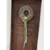 Kočičkový věnec se zelenou mašlí – elegantní dekorace - 40/45/50cm