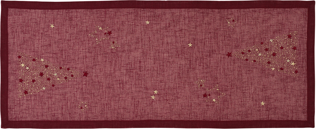 Vánoční středový pás Tree of Stars 50 x 140 cm, burgundský - Sander