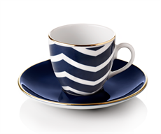 Levně Turecký kávový set 4 šálků s podšálky, modrá vlna - Selamlique