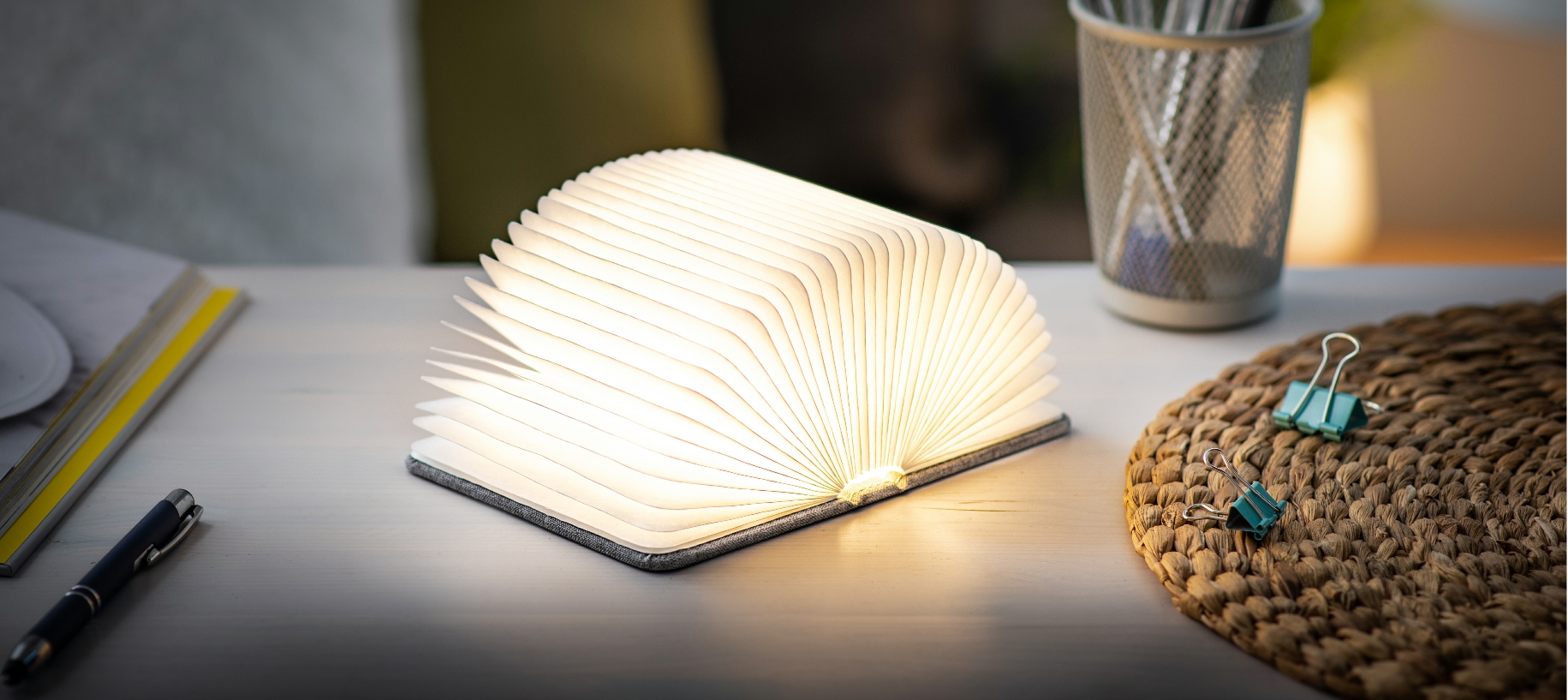 Rozkládací světlo "Smart Book" mini, šedá látka - Gingko (obrázek 4)