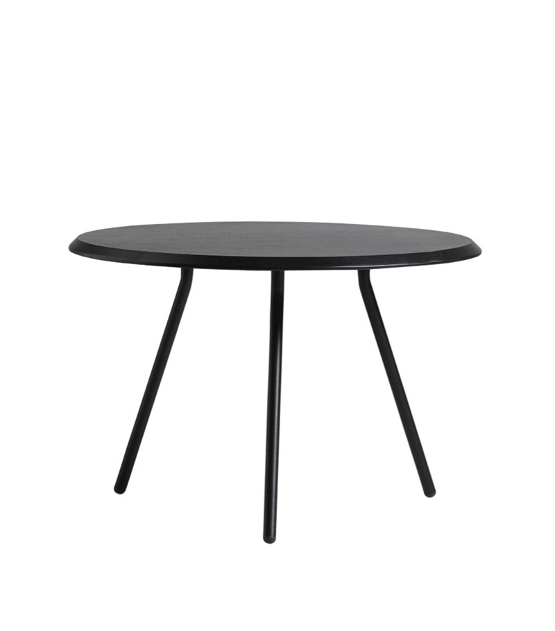Levně Konferenční stolek "Soround", 14 variant - Woud Varianta: Ø 60 cm - dub, černý | černé nohy (39,5 cm)