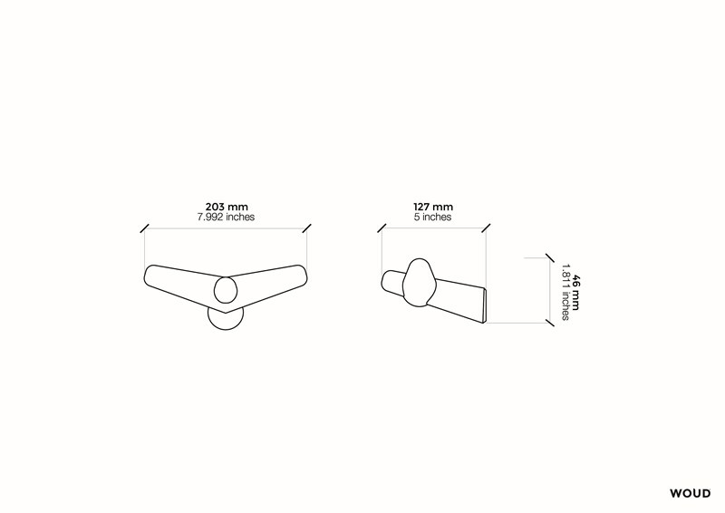Nástěnný věšák "Tail Wing", střední, 2 varianty - Woud Varianta: černá bříza (obrázek 8)