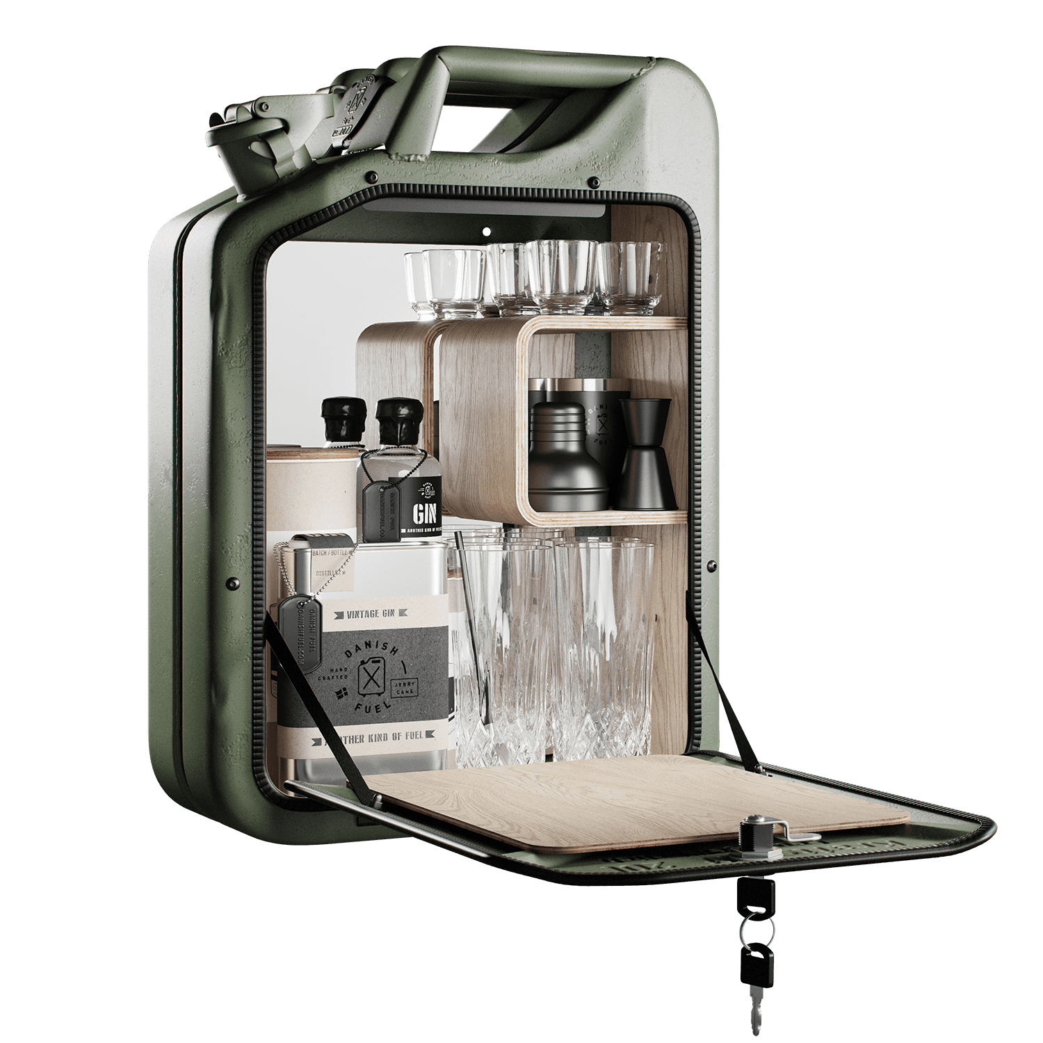 Minibar / kanistr - Bar Cabinet, Army Green, 6 variant - Danish Fuel Varianta: Oak