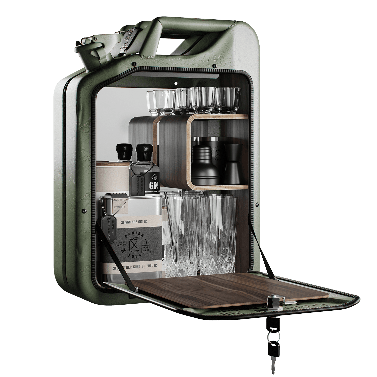 Levně Minibar / kanistr - Bar Cabinet, Army Green, 6 variant - Danish Fuel Varianta: Walnut