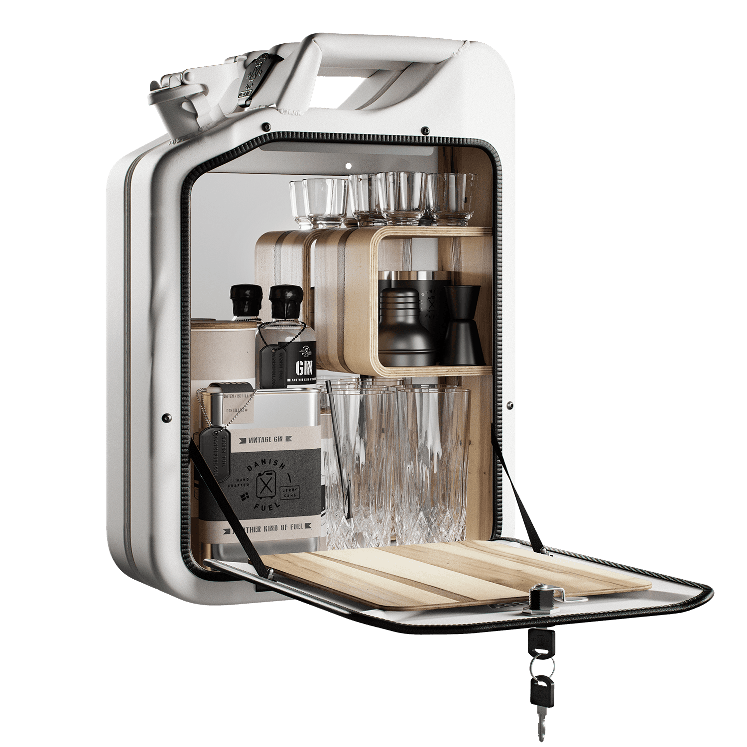 Minibar / kanistr - Bar Cabinet, Moscow white, 6 variant - Danish Fuel Varianta: Red Gum