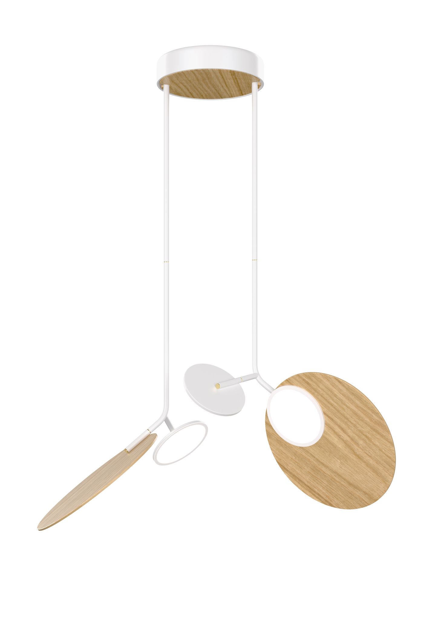 Levně Závěsná lampa Ballon dvojitá, více variant - TUNTO Model: bílý rám a baldachýn, panel a baldachýn - dubová překližka