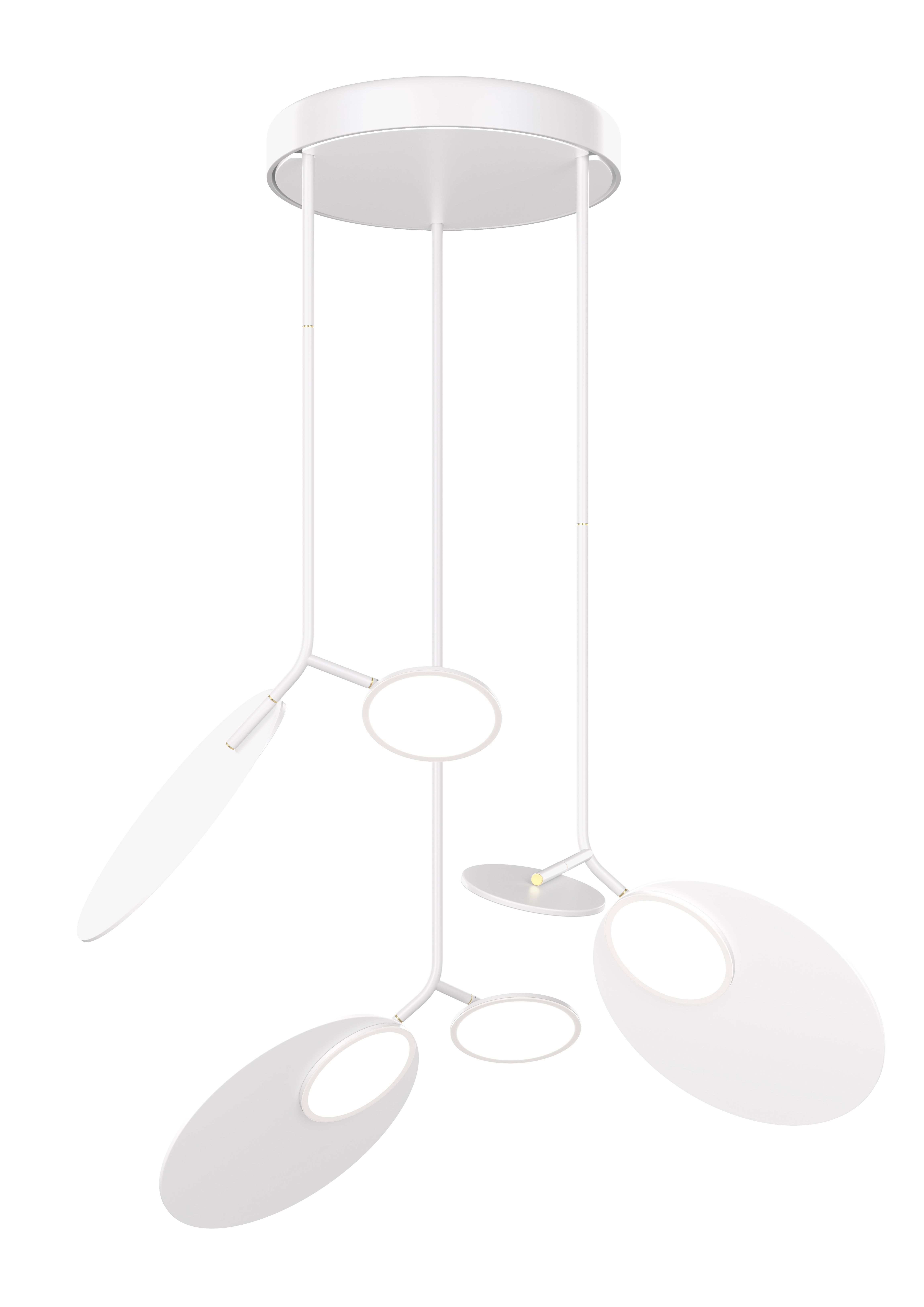 Levně Závěsná lampa Ballon trojitá, více variant - TUNTO Model: bílý rám a baldachýn, panel a baldachýn - bílá překližka