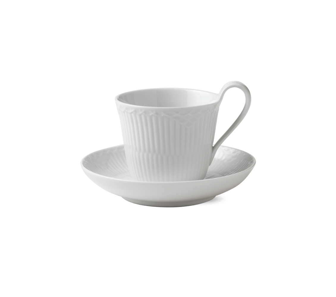 Šálek & podšálek White Fluted Half Lace, 25 cl - Royal Copenhagen