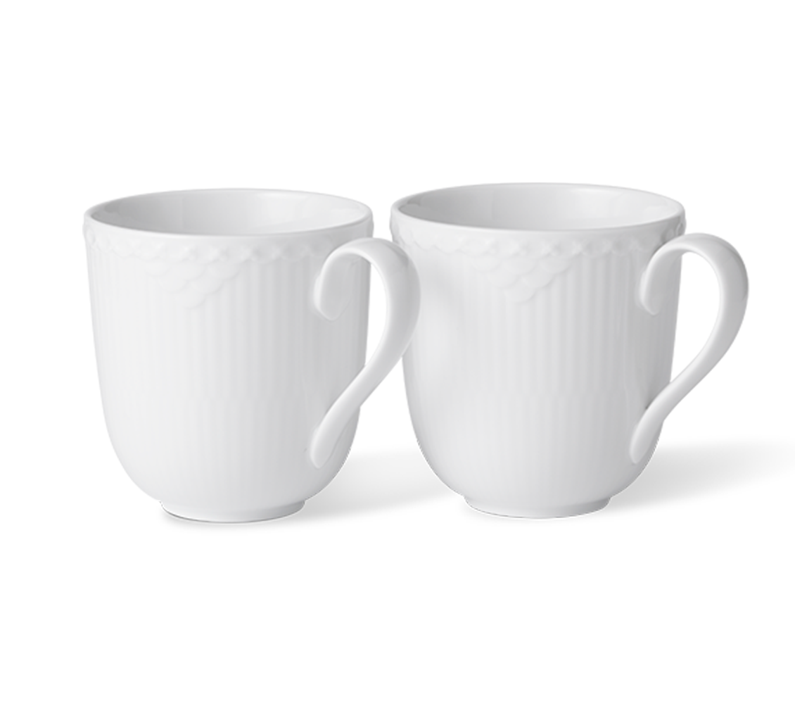 Levně Hrnek White Fluted Half Lace, 37 cl, 2 ks - Royal Copenhagen