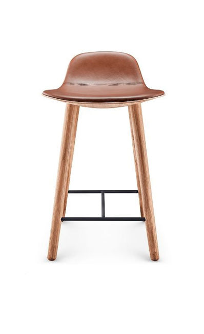 Levně Barová židle, výška 65 cm, přírodní dub, kůže v barvě koňaku - Eva Solo