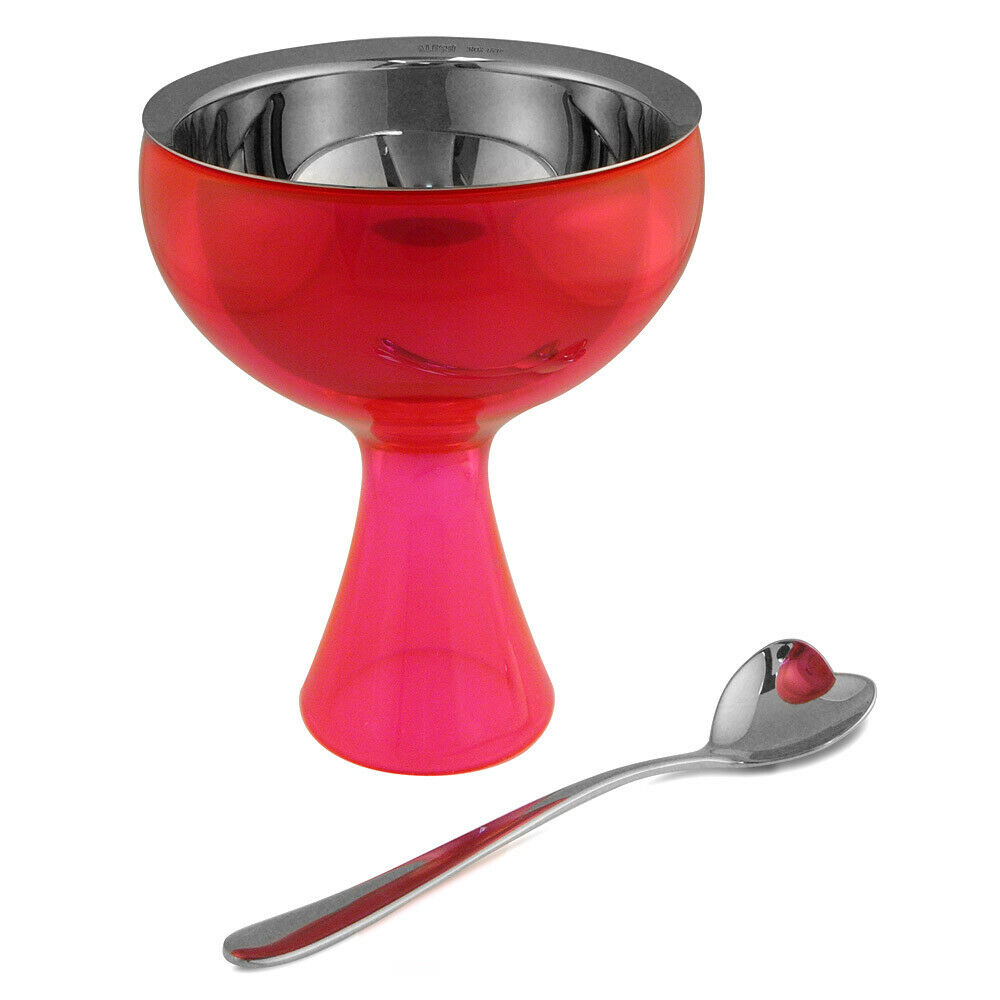 Levně Pohár a lžička F Big Love, růžový, prům. 12 cm - Alessi