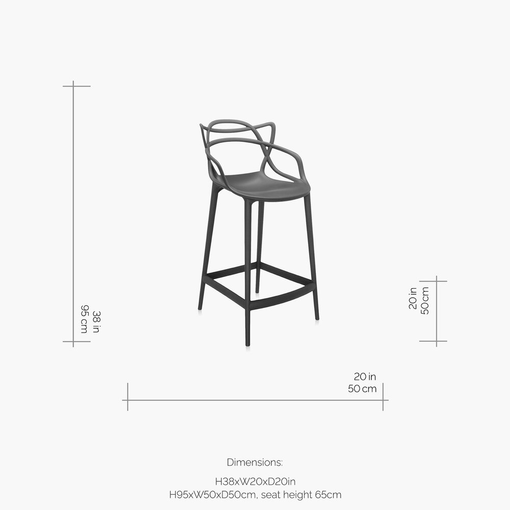 Barová židle Masters, v. 65 cm, více barev - Kartell Barva: bílá (obrázek 6)