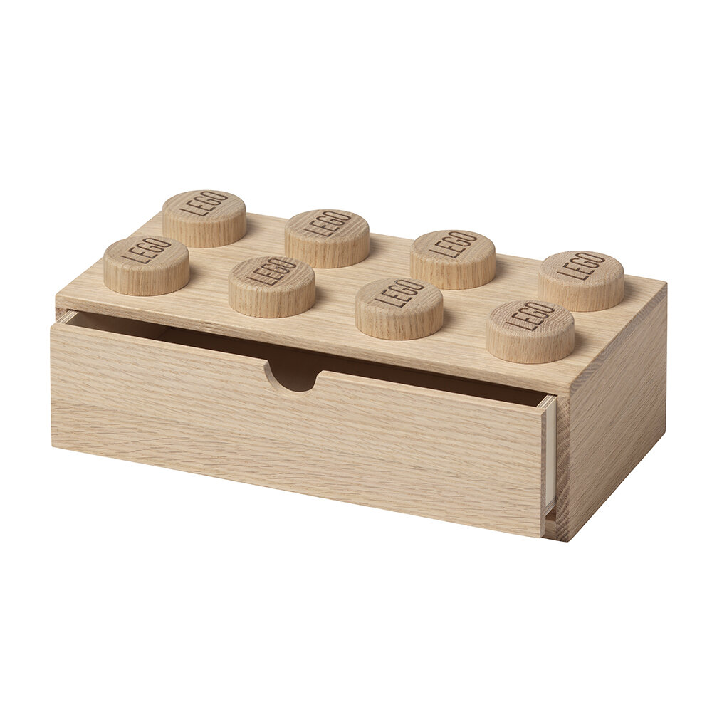Levně Dřevěný stolní box 8 se zásuvkou, více variant - LEGO Barva: dub - ošetřený mýdlem