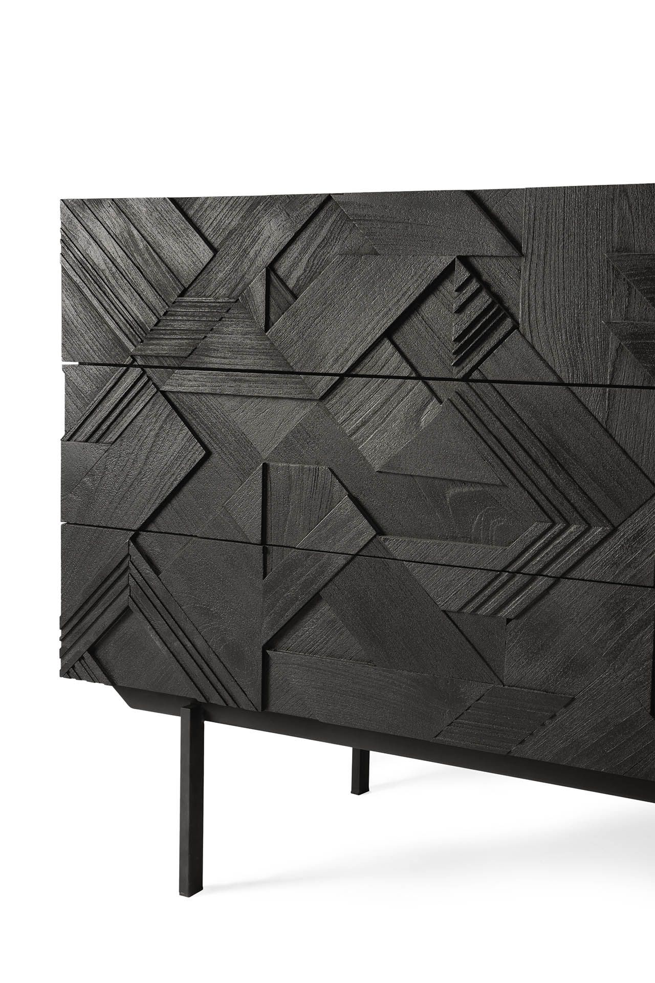 Komoda Graphic - lakovaný teak - černá - 3 šuplíky - Ethnicraft (obrázek 3)