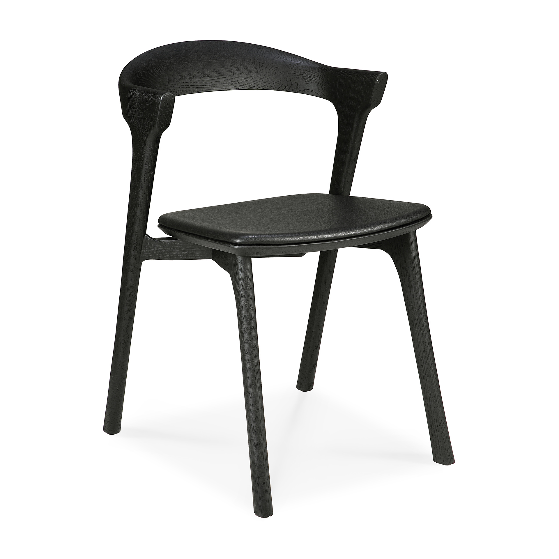 Jídelní židle Bok - lakovaný dub - černá - Černá kůže - Ethnicraft