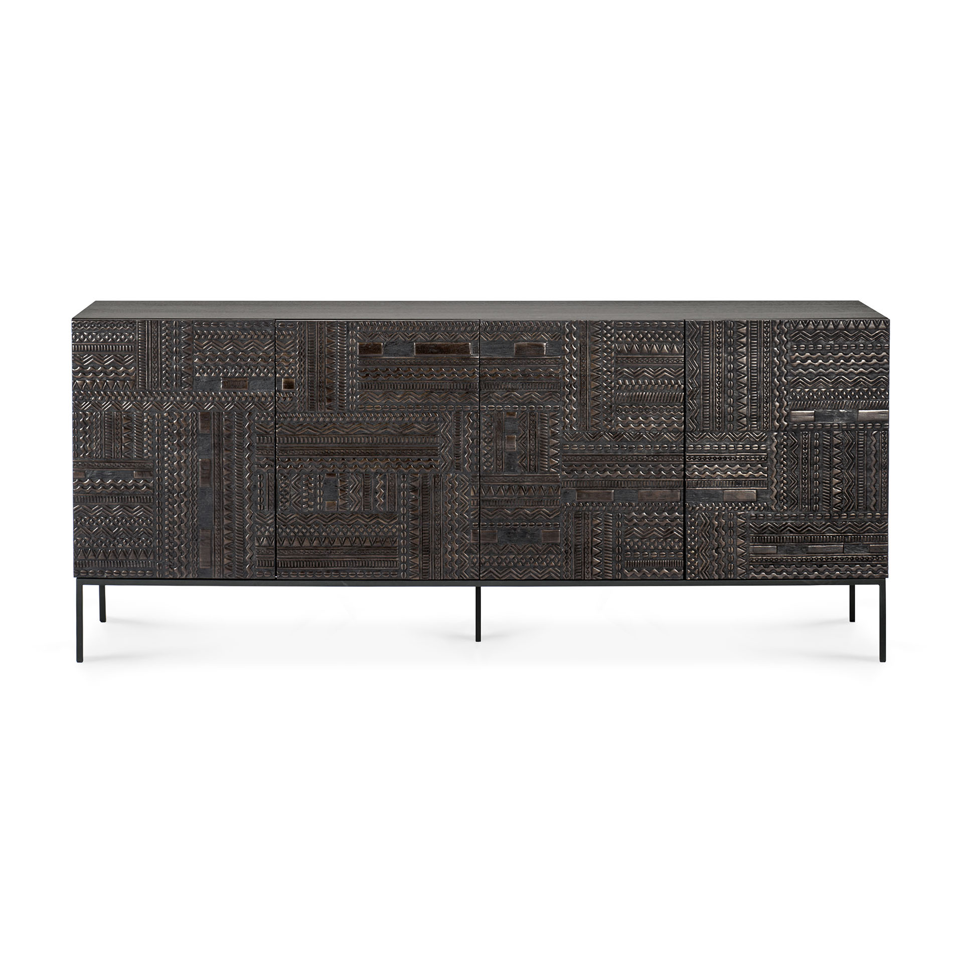 Příborník Tabwa - lakovaný teak - černá - 4 dveře - Ethnicraft (obrázek 4)