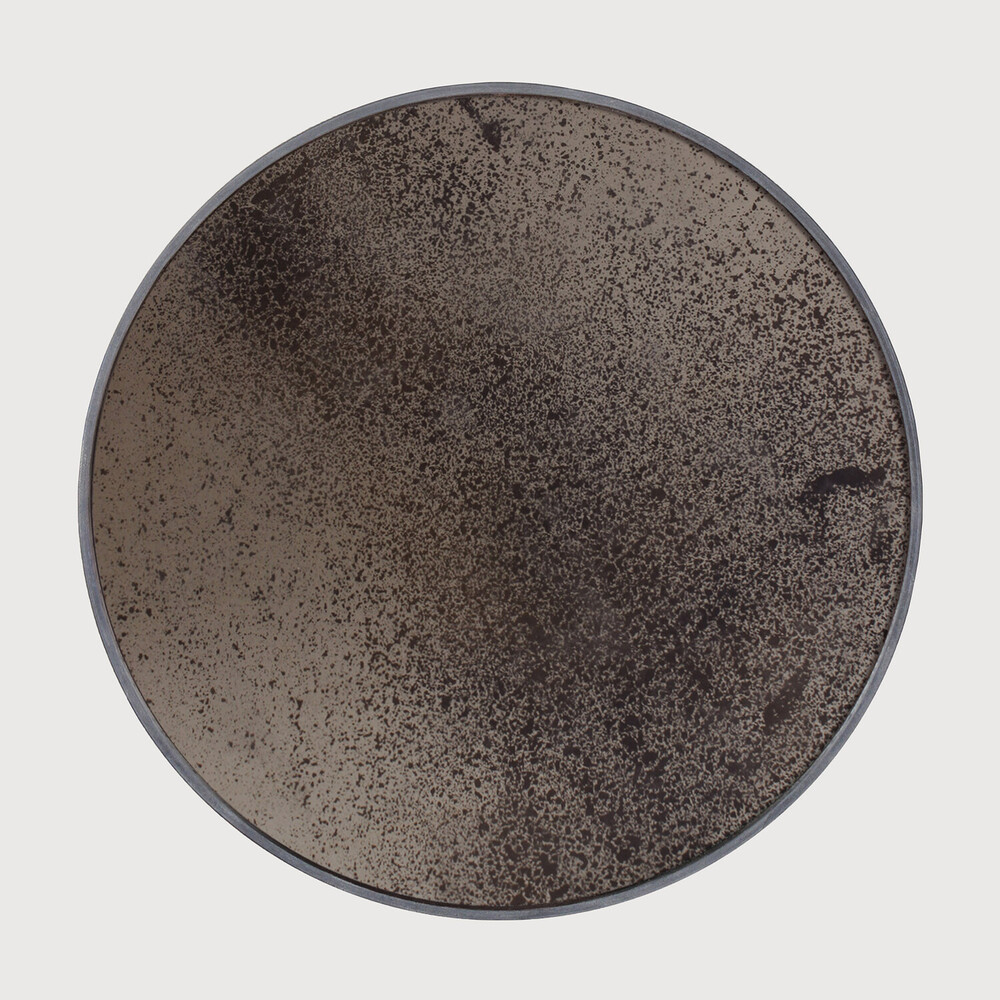 Nástěnné zrcadlo Aged - Bronz - dřevěný rám - středně staré - kulaté - Ethnicraft