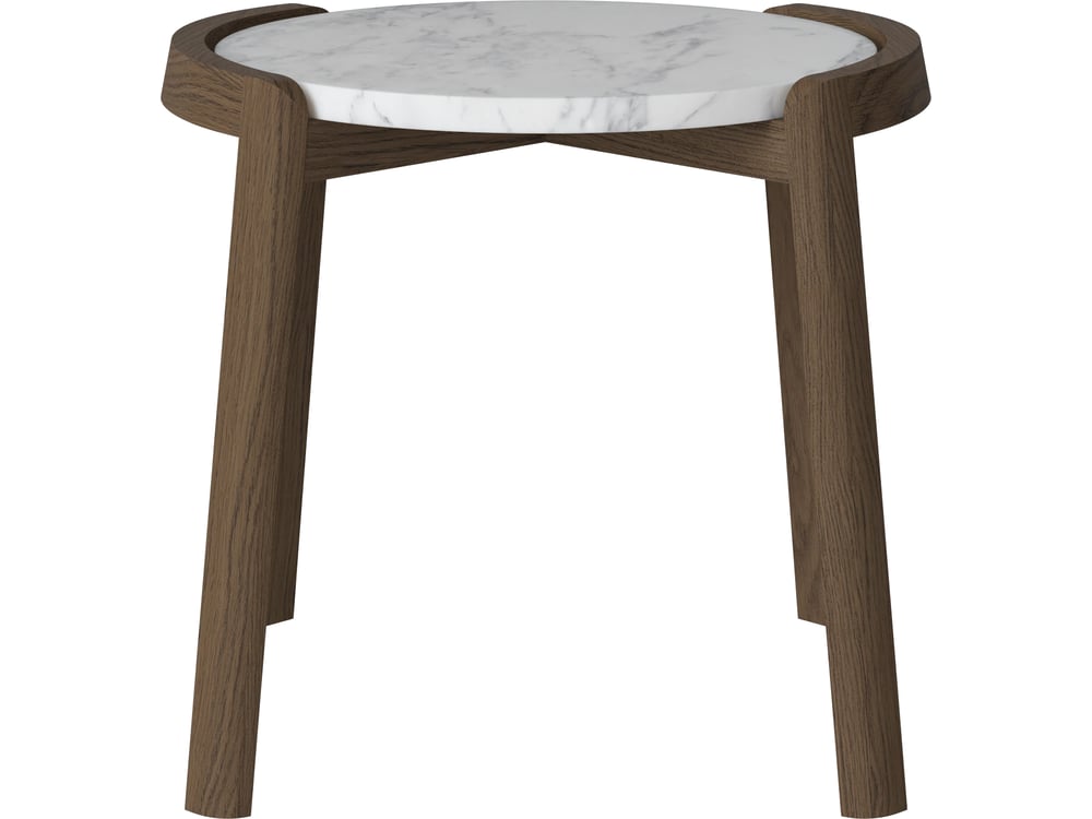 Konferenční stolek Mix Ø46 cm, více variant - Bolia Varianta: Grey/white marble | Dark oiled oak, Solid | v. 42 cm