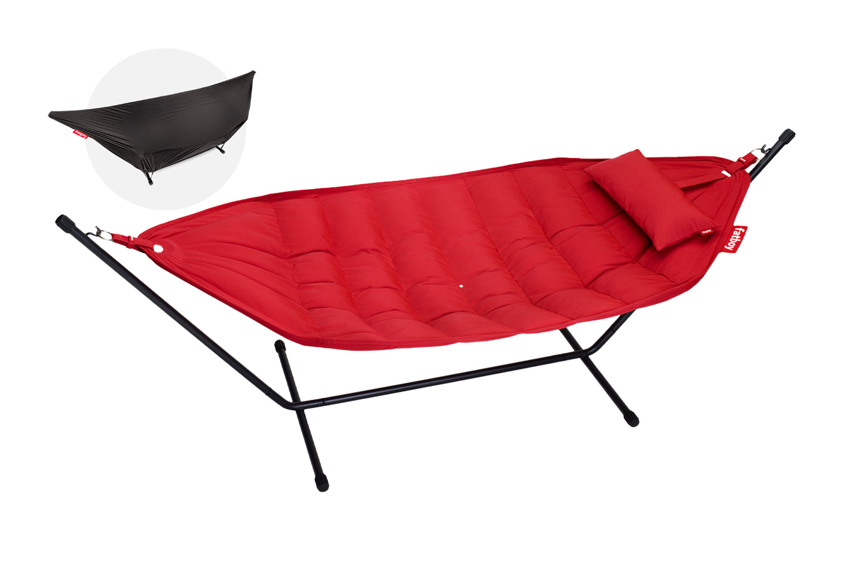 Houpací síť headdemock superb vč. polštáře a černé konstrukce, více variant - Fatboy Barva: red