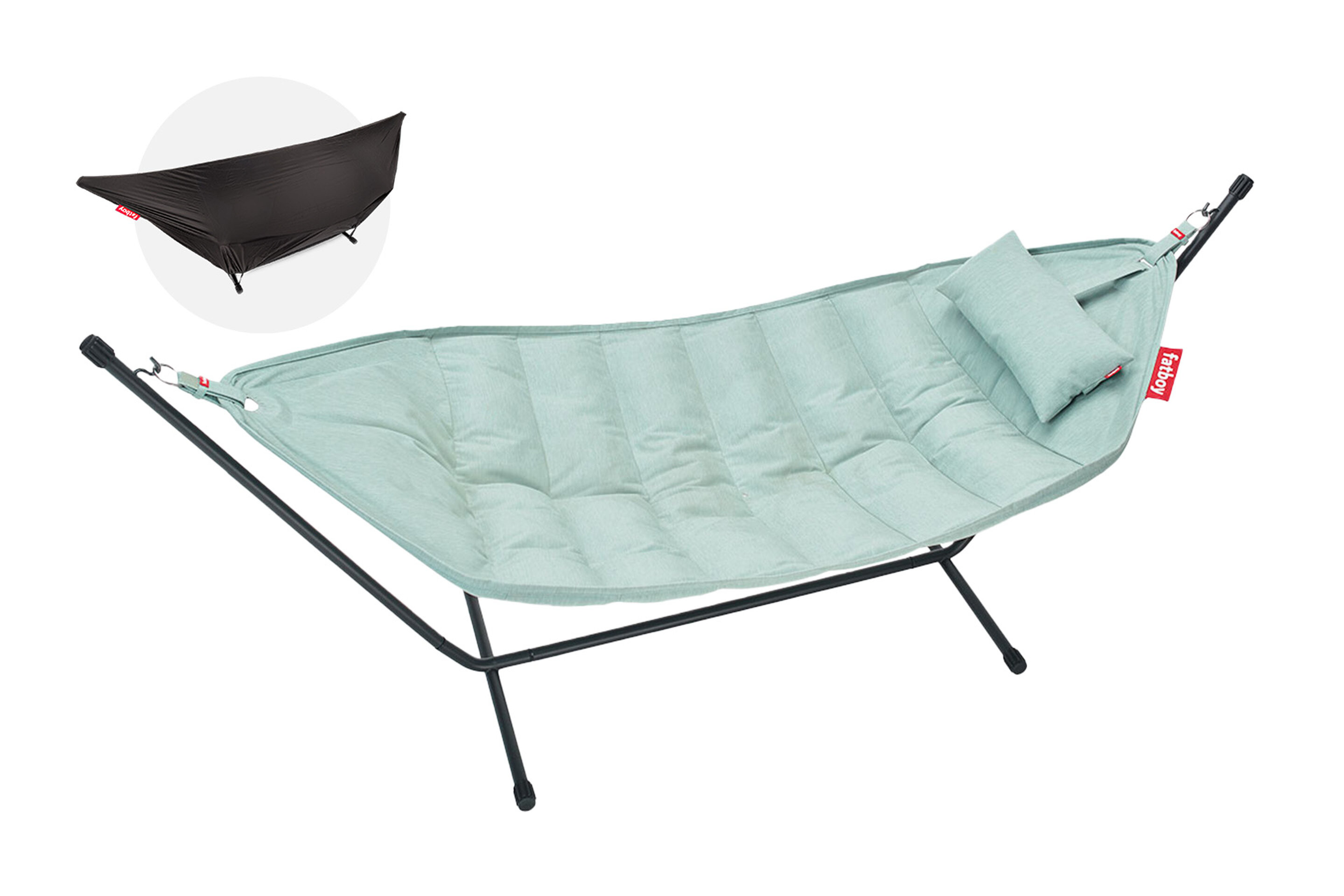 Houpací síť headdemock superb vč. polštáře a černé konstrukce, více variant - Fatboy Barva: seafoam