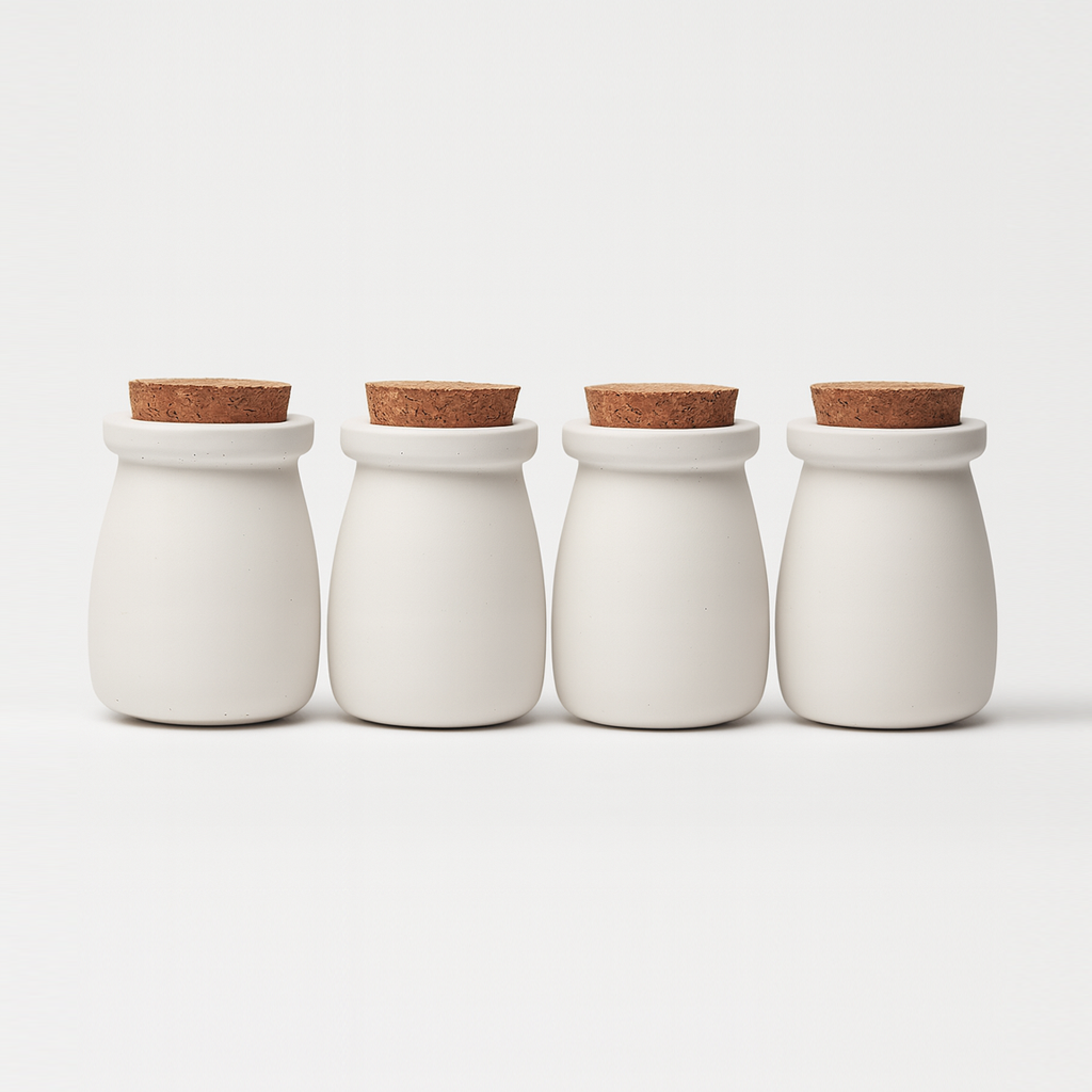 Levně ODLITO Betonová dóza – Nefertiti – bílá – 8 cm – 4ks