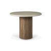 11215 Roller Max outdoor dining table varnished concrete top reclaimed teak base Light Grey round front cut HQ