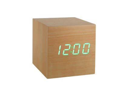 Ébresztőóra "Cube Click", bükk / zöld - Gingko