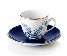 Set for serving Turkish coffee 4 cups with saucer, blue color "Toile" - Selamlique
