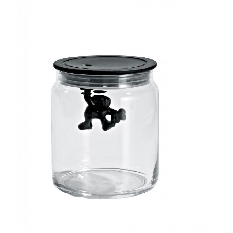 Gianni design üvegtartály, fekete, átm. 10.5 cm - Alessi akciós termékkép 1