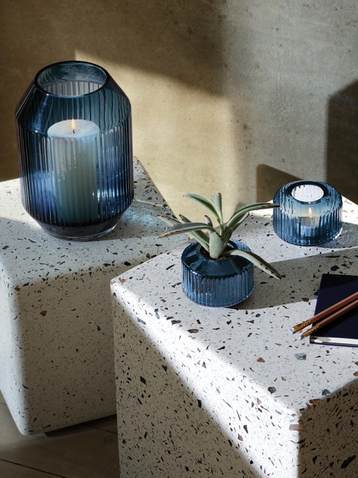 LSA International Tealámpa gyertyatartó/Rotunda váza, h 7 cm, zafír - LSA nemzetközi termék 2. képe