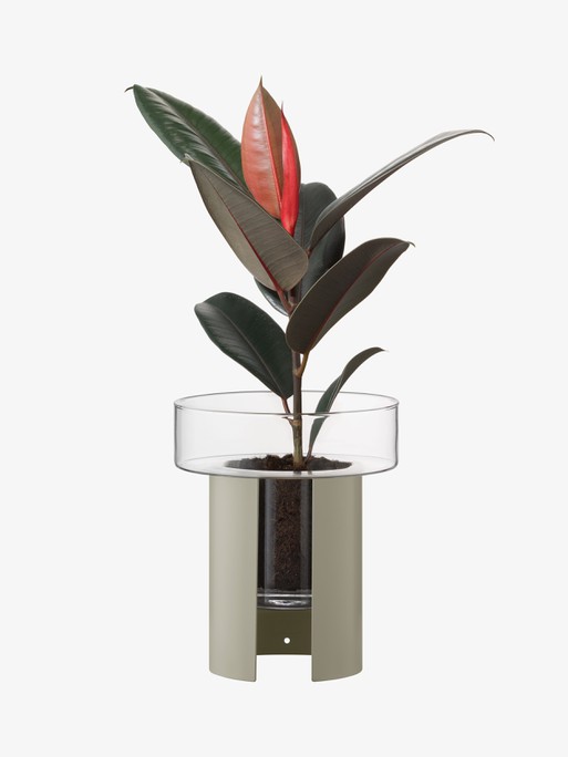 LSA International Terrazza virágcserép, h 22 cm, Ø19 cm, átlátszó/betonszürke - LSA nemzetközi akciós termékkép 1