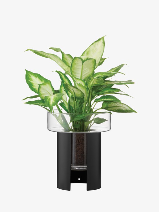 LSA International Terrazza virágcserép, h 22 cm, Ø19 cm, átlátszó/fekete - LSA nemzetközi akciós termékkép 1