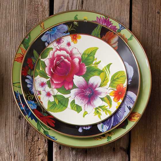 Smaltovaný dezertní talíř "Flower Market" 20 cm, bílý - MacKenzie-Childs termék 2. képe