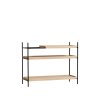 Polcrendszer "Tray", alacsony , 4 változat - Woud (Varianta világos tölgyfa polcok - 1 rövid, 2 hosszú)