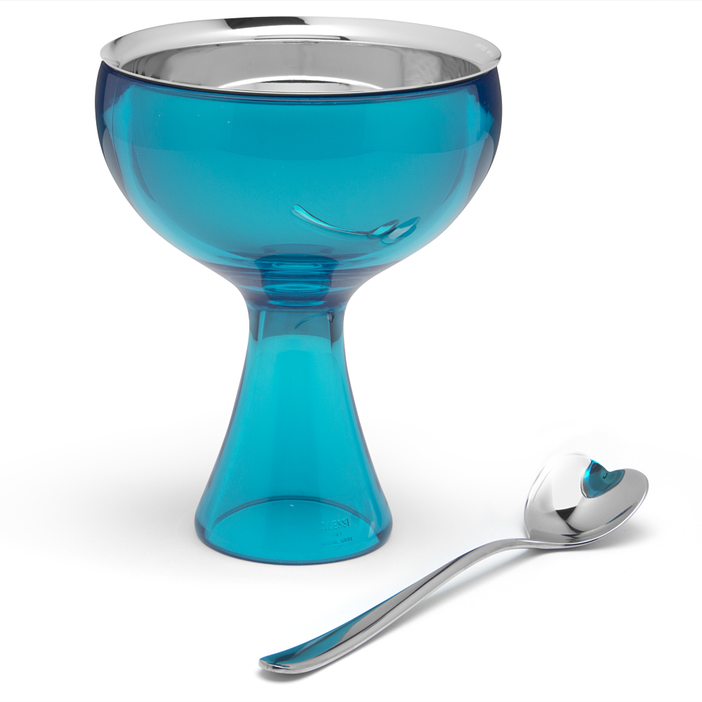 E-shop Pohár a lyžička AZ Big Love, modrý, priem. 12 cm - Alessi