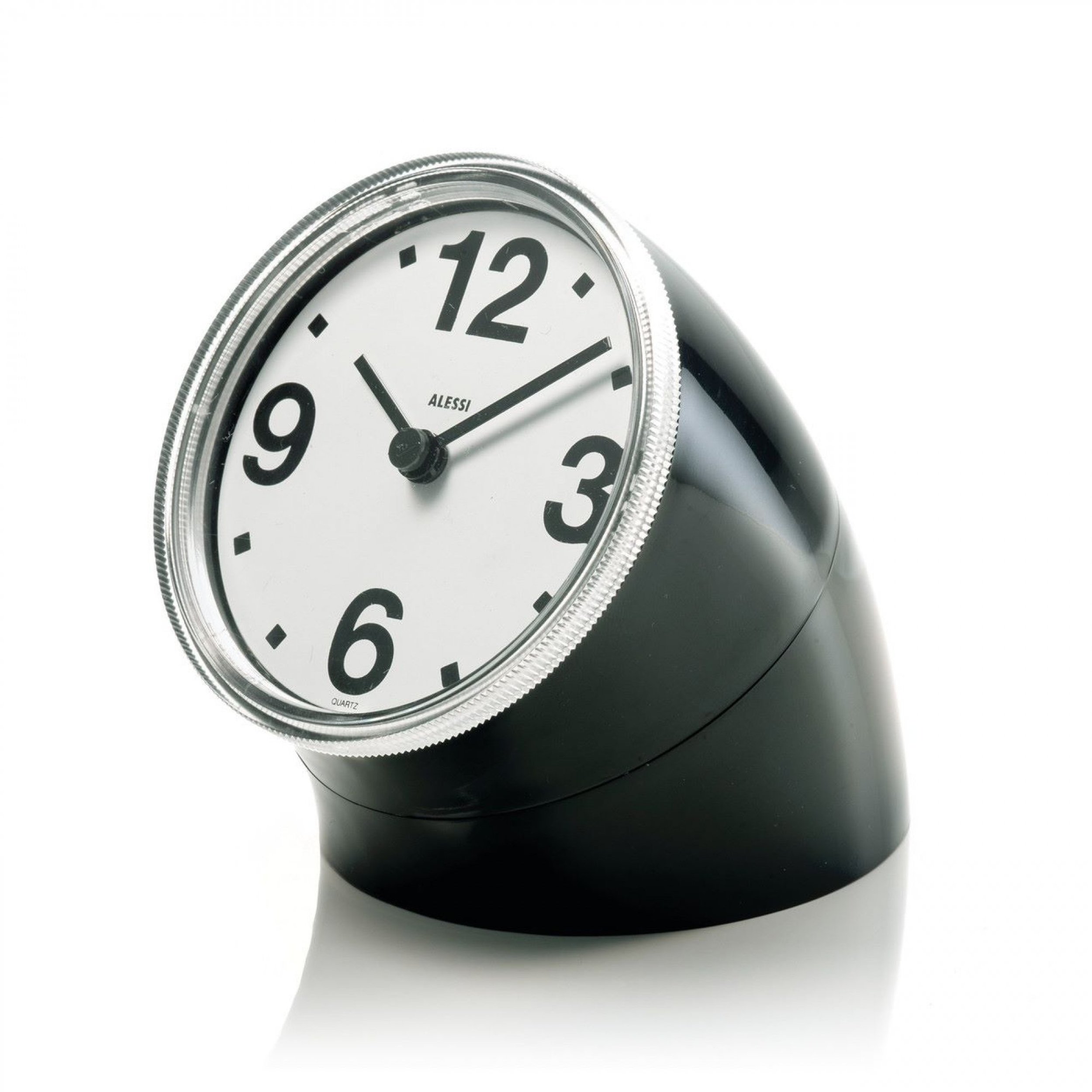E-shop Stolové hodiny, čierne, priem. 7 cm - Alessi