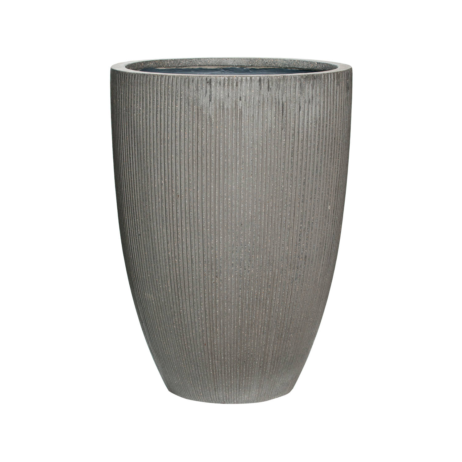 Kvetináč Ben, farba tmavo sivá (vertikálne vrúbkovanie), viac veľkostí - PotteryPots Velikost: L - v. 55 cm, ⌀ 40 cm